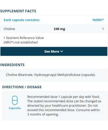 Choline (Pot of 60 Capsules) - Buy Online on GoSupps.com