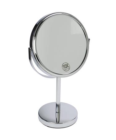 Fantasia stand mirror around - two -sided normal and 10 times magnification make -up mirror 18cm height: 32cm cosmetic mirror metal/silver