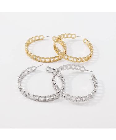 Chargances Chunky Round Hoop Earrings - Punk Circle Link Dangle Fashion Accessory (Gold) - Buy Online on GoSupps.com