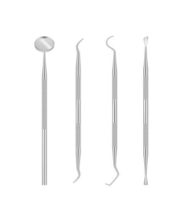 Plaque Remover for Teeth Dental Care Kit for Plaque Removal 4 Piece Tool Set Including Dentist Mirror and Tartar Scrapers and Tooth Picks Stainless Steel Dental Set