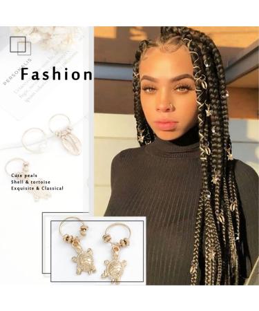 Gold Tortoise Shell Loc Hair Rings - 15pcs Hair Jewels & Clips for Women and Girls - Buy Online on GoSupps.com