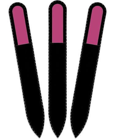 Mont Bleu Colour Crystal Nail File in Black Pouch - Czech Tempered Glass - Handmade in Czech Republic set of 3 Magenta Pink - Buy Online on GoSupps.com