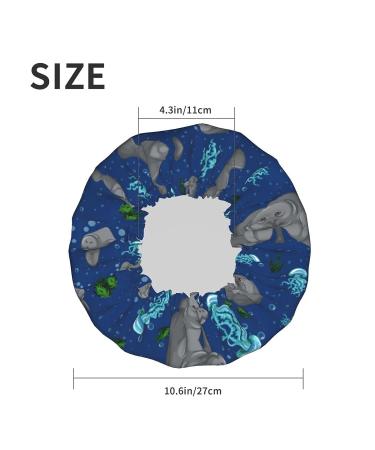 Manatee Printed Shower Cap | Waterproof Bath Cap for Women, Men, Boys & Girls | Reusable Spa Salon Cap - Buy Online on GoSupps.com