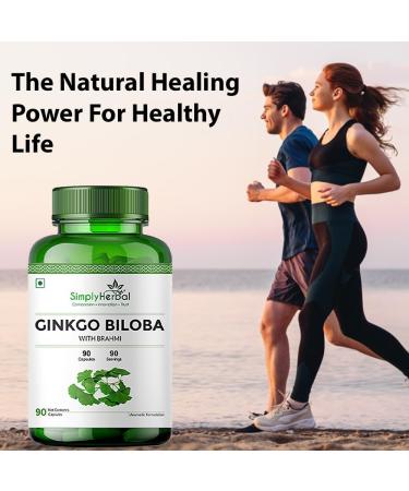 Simply Herbal Ginkgo Biloba 120mg with Bacopa Monnieri Extract Brahmi 380mg for Enhanced Focus Promotes Blood Circulation Supports Mental Clarity Memory and Learning 90 Capsules - Buy Online on GoSupps.com