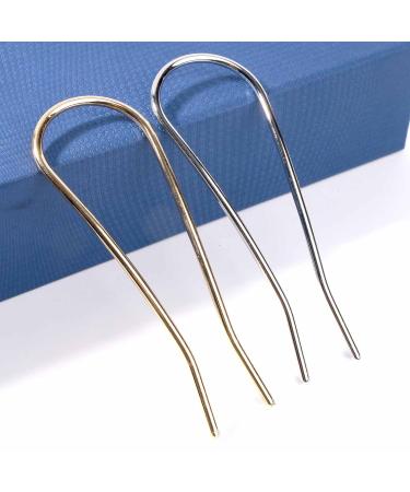 Yheakne U-Shaped Hairpins | Vintage Metal Hair Accessories for Women & Girls | Gold & Silver Bun Sticks | Perfect Gift - Buy Online on GoSupps.com