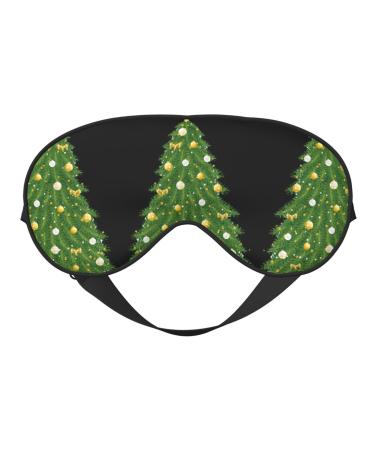 Xmas Green Tree Print Ultra-Soft Light-Blocking Eye Mask for Optimal Comfort and Restful Sleep