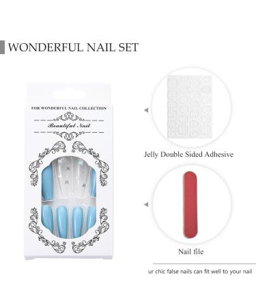 Handcess Long Glossy Blue Coffin Ballerina Press-On Nails 24PC Butterfly Acrylic Art for Women & Girls - Buy Online on GoSupps.com