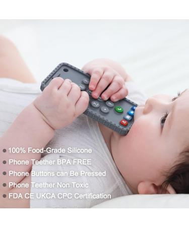 GOQELK Baby Teething Toys for 0-18 Months | Phone Teethers for Boys and Girls | Molar Teether Chew Toys (Pack of 2) - Black+Grey - Buy Online on GoSupps.com