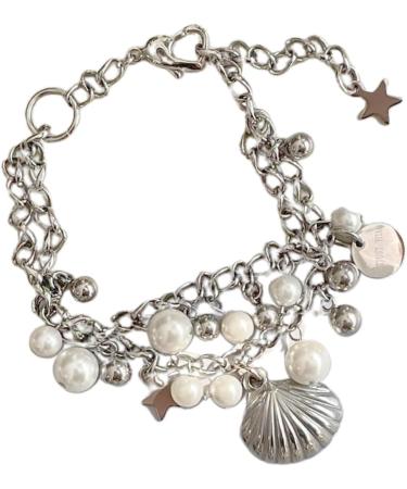 Shop Oralgo's Handmade Natural Pearl Bracelet with Unique Shell Pendant - Adjustable Jewelry for Parties | Durable Stainless Steel Chain - Buy Online on GoSupps.com