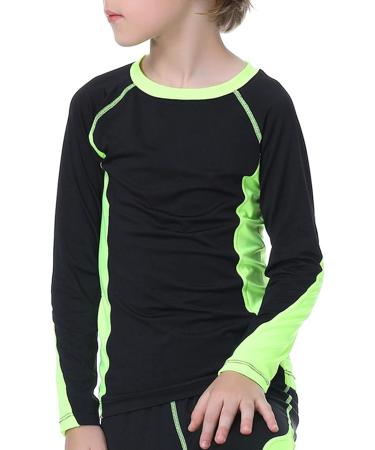 Doomiva Boys Long Sleeve Thermal Top - Black & Fluorescent Green, 11-12 Years - Buy Online on GoSupps.com