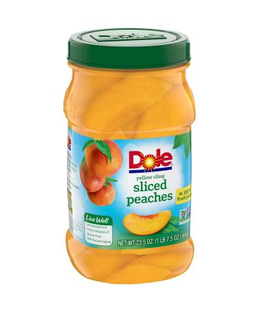 Dole Yellow Cling Sliced Peaches in 100% Fruit Juice - 23.5 Oz Resealable Jar - 1.46 Pound - Buy Online on GoSupps.com