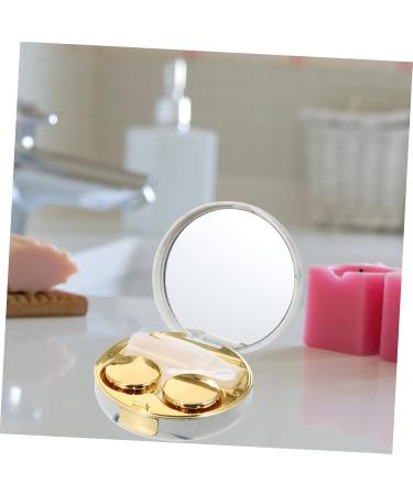 Homsfou Double Box Glasses Case & Contact Lens Organizer - Travel Cosmetic Container with Mirror & Staustproof Lens Housing - Marble Duplex Design - Buy Online on GoSupps.com