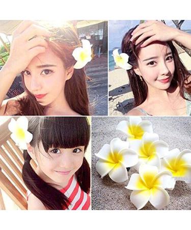 12 Pieces Yellow Hawaii Frangipani Foam Flower Hair Clips - 2.4 for Weddings & Beach Decor - Buy Online on GoSupps.com