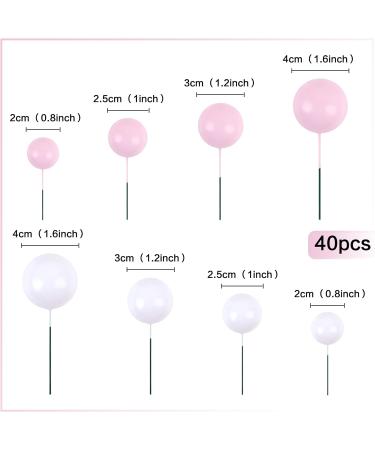 Keaziu 40 Pack Ball Cupcake Toppers Pearl Balls Cake Pick White Pink DIY Cake Insert Toppers Foam Ball Cupcake Picks Mini Balloon for Wedding Baby Shower Anniversary Birthday Party Supplies White+Pink - Buy Online on GoSupps.com