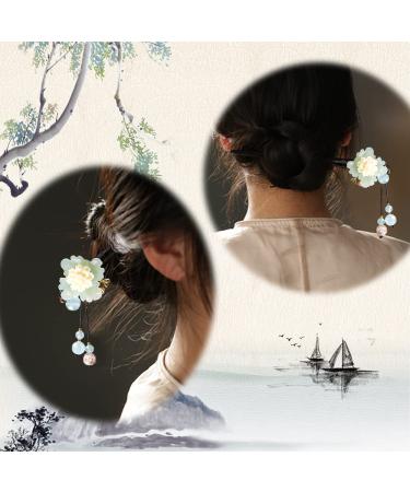 2pcs Chinese Traditional Flower Hair Sticks - Retro Wooden Hairpin with Tassel (Style A) - Buy Online on GoSupps.com
