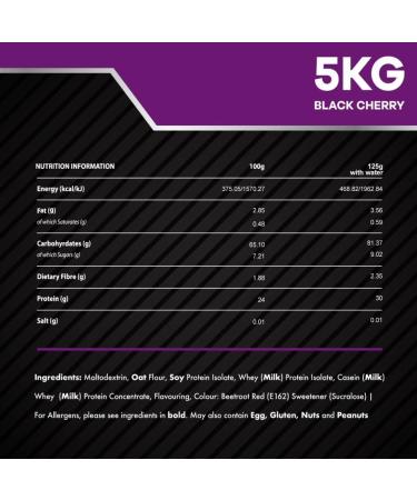 The Bulk Protein Company SERIOUS GAINZ Whey Protein Powder - Black Cherry 5kg - 30g Protein - Weight Gain Mass Gainer - Buy Online on GoSupps.com