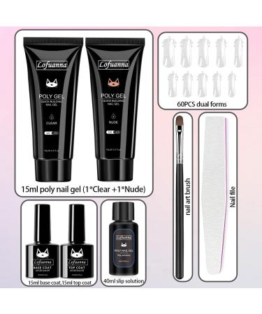 Lofuanna Poly Gel Nail Kit - 2 Colors Starter Kit with Clear Nude Builder Gel - All-in-One Nail Gel Set for Beginners - Buy Online on GoSupps.com