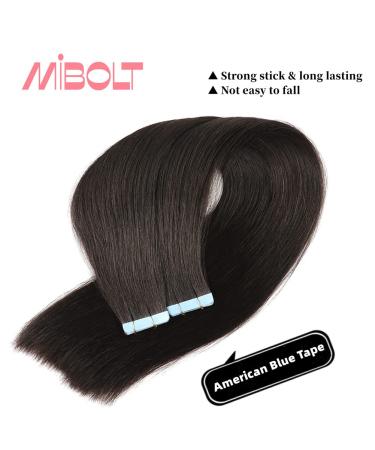MIBOLT Tape in Human Hair Extensions 18 Inch - 100% Brazilian Remy Straight Hair - 20pcs, 50g/pack - Naturl Black 1B - Buy Online on GoSupps.com