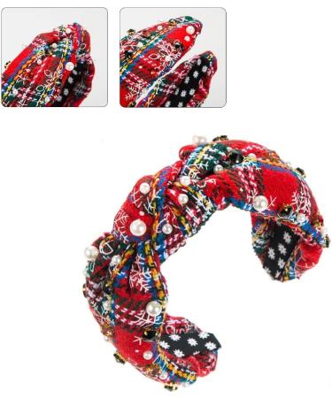 TQUXNGA Knot Christmas Headband Color Matching Pearl Embellished Yoga Sports Christmas Headband for Woman Red and green - Buy Online on GoSupps.com