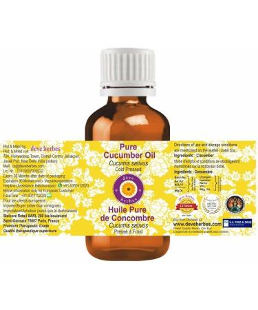 Deve Herbes Pure Cucumber Oil (30ml) - Natural Cold Pressed Therapeutic Grade Oil for Skin & Hair - Buy Online on GoSupps.com
