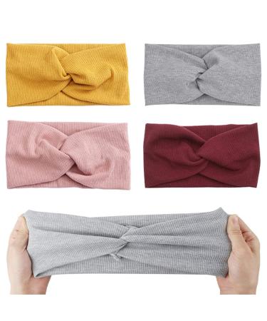 4 pieces of headband women headband girl hair -ready elastic wide headband cotton cross headband knot sports headband yoga hair accessories - Buy Online on GoSupps.com