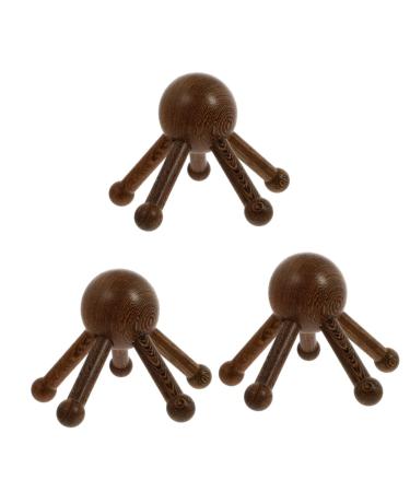 Beavorty 3 STK Massage device with five claws Thai massage gear made of wood massage hair comb Head Tools Scale scratches Manual massage worms Massage comb Head Kratzer H lzern Wenge Suchaber