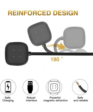 2-Pack Charger Cable Compatible with Fitbit Sense/Fitbit Versa 3  Replacement USB Charging Cradle Dock Stand Cable for Smart Watch Sense/Versa 3(3.3 ft/1.0ft) 3.3 ft/1.0 ft - Buy Online on GoSupps.com
