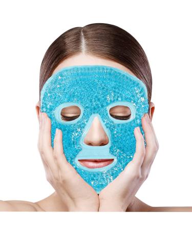 Cold Face Eye Mask Ice Pack Reduce Face Puffy Eyes, Dark Circles,Gel Beads Hot Heat Cold Compress Pack, Gel Mask, Face SPA for Woman Sleeping, Pressure, Headaches, Skin Care[Blue]