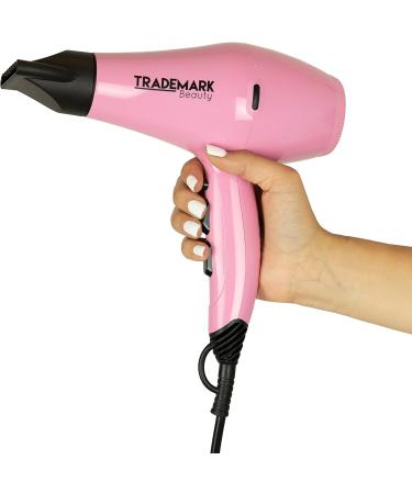 Trademark Beauty Speedy Blo Hair Dryer Professional Strength Blow Dryer with Diffuser & 2 Concentrator Nozzles Faster Dry Time Compact Lightweight and Durable Pink - Buy Online on GoSupps.com