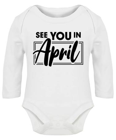 Hippowarehouse See You in April Baby Vest Bodysuit (Long Sleeve) Boys Girls