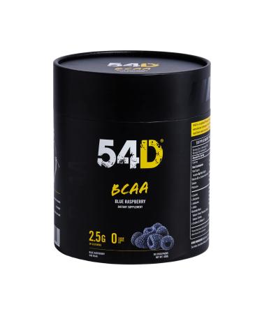 54D BCAA Powder Sports Drink for Hydration & Recovery Optimizes Post-Workout Recovery No Calories Vegan Gluten and Sugar Free Glutamine 2.5 g Blue Raspberry 30 Single Service Stick 14.8 oz Blue Raspberry 30.0 Servings (Pack of 1)