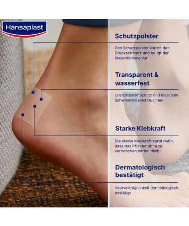 Hansaplast Pressure Stop Plaster - Transparent Pain Relief Patches (2 Pieces) for Bubble Prevention - Quick Recovery Solutions - Buy Online on GoSupps.com