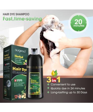 Natural Herbal Permanent Hair Coloring Shampoo - 3 in 1 for Men & Women | 100% Gray Coverage in Minutes | Chestnut Brown (500mL - Buy Online on GoSupps.com