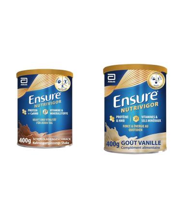 Ensure NutriVigor Chocolat & Vanille 400g - Compl ment alimentaire avec prot ines 27 vitamines et min raux et HMB - Pour une alimentation saine et quilibr e - 1x Chocolat 400g + 1x Vanille 400g