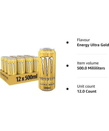 Monster Energy Drink 12x500ml (Energy Ultra Gold) - Buy Online on GoSupps.com