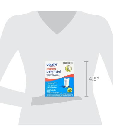 Dairy Pills for Lactose Intolerance - Equate Fast Acting Relief Vanilla Flavor 32 chewable Tablets Lactaid Chewables Lactase Enzyme (Pack of 1) Set with Basket Goods Store - Buy Online on GoSupps.com