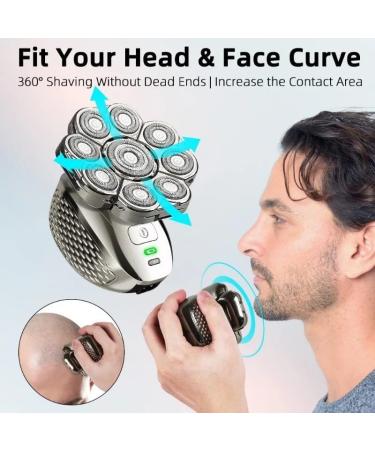 6 in 1 Head Shaver for Men - Upgraded 4D Bald Head Shaver with 9 Floating Heads Rechargeable & Waterproof for Ultimate Grooming - Buy Online on GoSupps.com