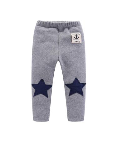 Mud Kingdom Little Boys Fleece Pants Tight Fit Warm Winter 4 Years Stars Gray