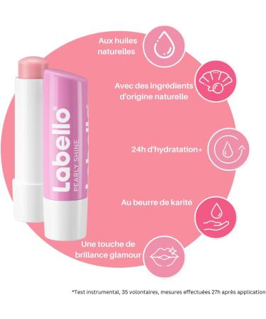 LABELLO Pearly Shine (1 x 5.5 ml) Lip balm enriched with natural oils & silk pearls Lip care Long-lasting hydration for 24 hours - Buy Online on GoSupps.com
