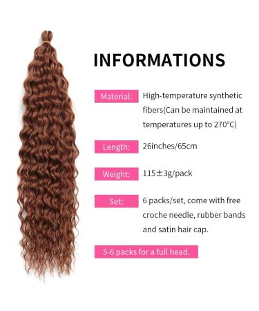 DSoar 26 Deep Twist Crochet Hair - 3 Packs Ocean Wave Curly Bohemian Crochet Braids | Synthetic Hair Extensions for Women & Girls (30#) - Buy Online on GoSupps.com