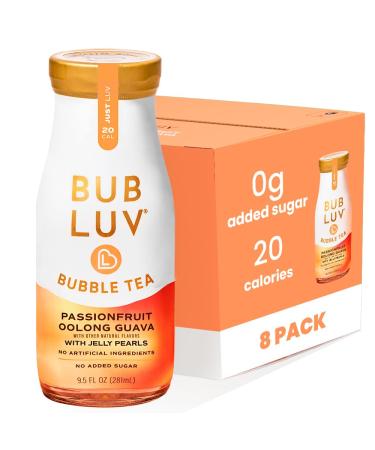 BUBLUV Low Sugar Bubble Tea - Passionfruit Oolong Guava with Low-Carb Jelly Pearls - Ready-to-Drink Boba Fruit Tea in a Glass Bottle Boba Tea Low Calorie & Low Sugar Drinks 9.5 fl oz Bottles (Pack of 8) Passionfruit Oolong Guava - 8 Pack