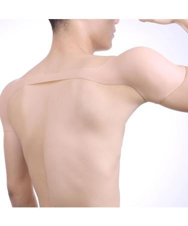 Silicone Shoulder Pads One Piece - Skin Freindly Concealed Shoulder Enhancers Breathable Elastic Back Brace Support for Men Women (XL) XL White Skin Colour
