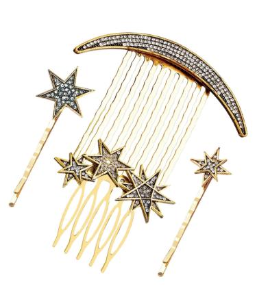 MAGICLULU 1 Set Star Moon Hairpin Bridal Hair Comb Hair Accessories Hair Barrettes Metal Bridesmaids Headpiece Hair Clip Hair Jewelry Hair Pin Star Hairpins Hair Side Comb Clip Hair Decor