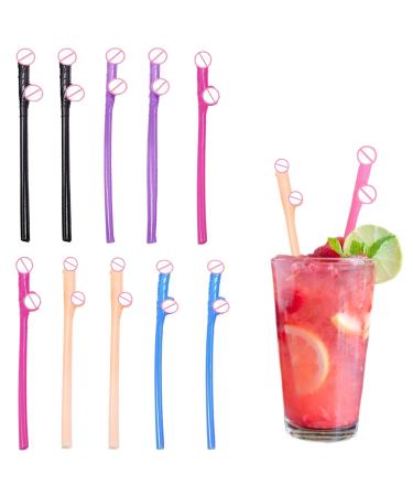 10PCS Bachelorette Party Straws Favors Decorations Reusable Bridal Shower Decorations Accessories for Adults Indoor Outdoor Naughty Bachelor Party Decor Supplies for Beach Swimming Pool Game