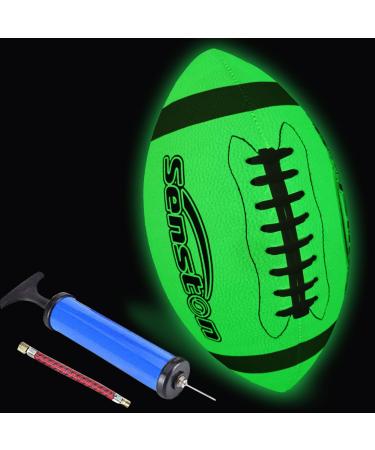 Senston Football Size 9/6 - Premium PU Leather High School/Kids/Junior/Youth Football with Pump Size Football with Pump Luminous Junior Size 6