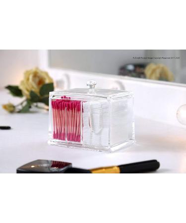 Transparent Makeup Cotton Pad Holder - Dustproof Cosmetic Dispenser for Cotton Swabs & Buds | 4 Sections - Buy Online on GoSupps.com