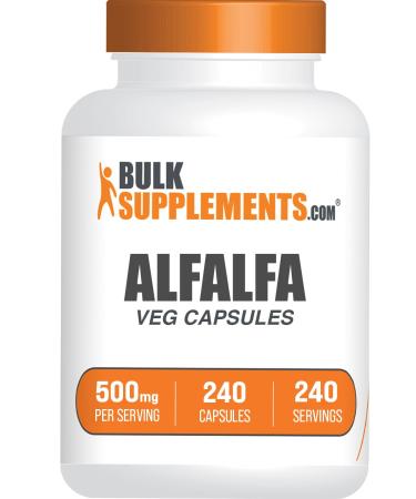 BulkSupplements.com Alfalfa Extract Capsules - Alfalfa Supplement Green Superfood Supplement - Vegan & Gluten Free 1 Capsule per Serving (500mg) 240 Count (Pack of 1)