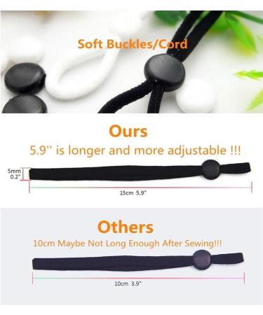 50 Pcs Black Elastic Bands with Adjustable Buckle and Cord Locks for DIY Ear Loops - CaiDieNu - Buy Online on GoSupps.com