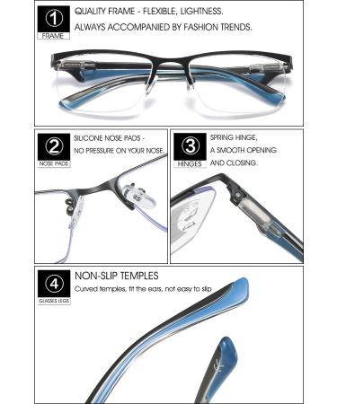 Vevesmundo Progressive Reading Glasses with Blue Light Filter for Men & Women - Multifocus Metal Rectangular Anti-Blue Light - Buy Online on GoSupps.com