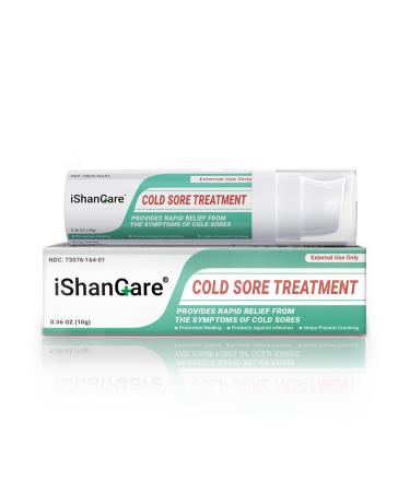 ishancare Cold Sore Treatment Cream Fast Relief Soothing Moisture Portable & Hypoallergenic Formula for Healthy Lips 0.36oz(10g)